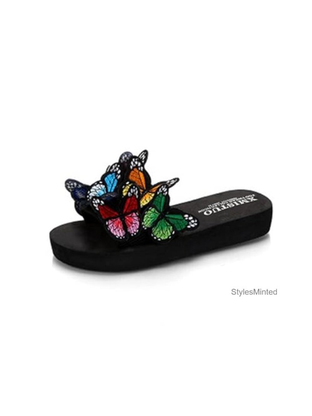 Women's Butterfly Slide Sandals Platform Low Heel Non-Slip Summer Casual